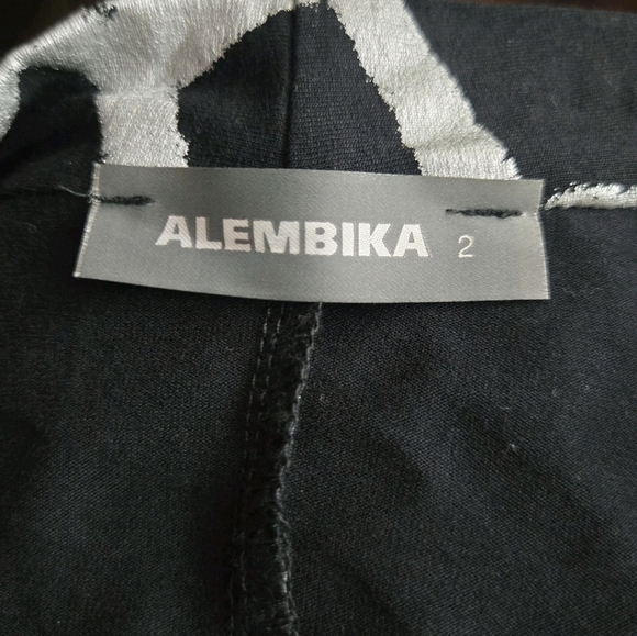 Alembika Knit V-neck Top Black Silver Metallic Hypnotic Print 3/4 Sleeve 2 / M - Picture 4 of 16